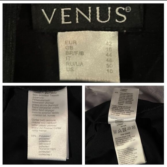 Venus Faux Wrap Jumpsuit Full Length Pants Pockets Black 10 - Picture 9 of 9